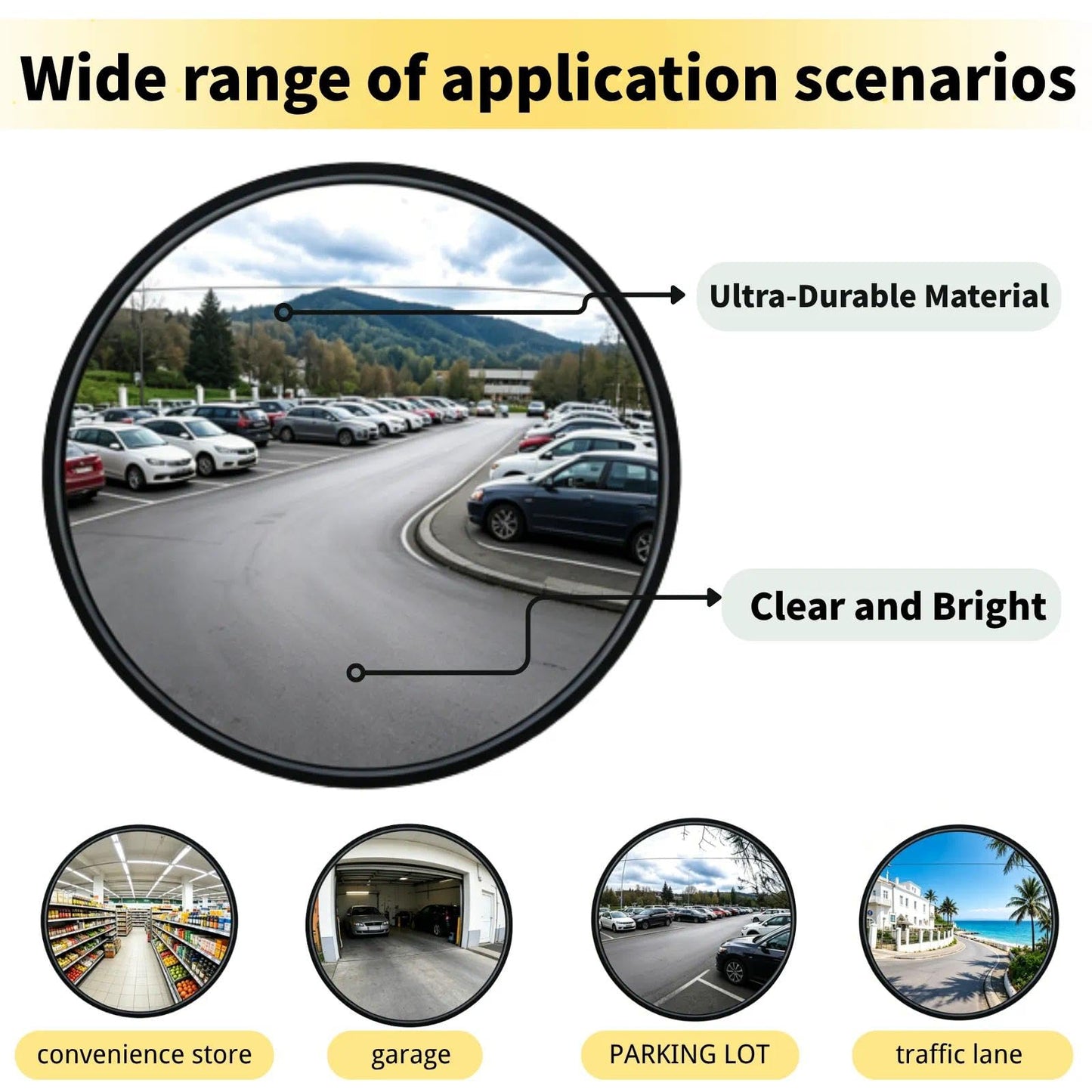 24" Security Convex Mirror-160° Outdoor & Indoor Driveway Security Safety Mirror, Unbreakable Acrylic for Garage, School,Warehouse & High-Traffic Areas (2pc)