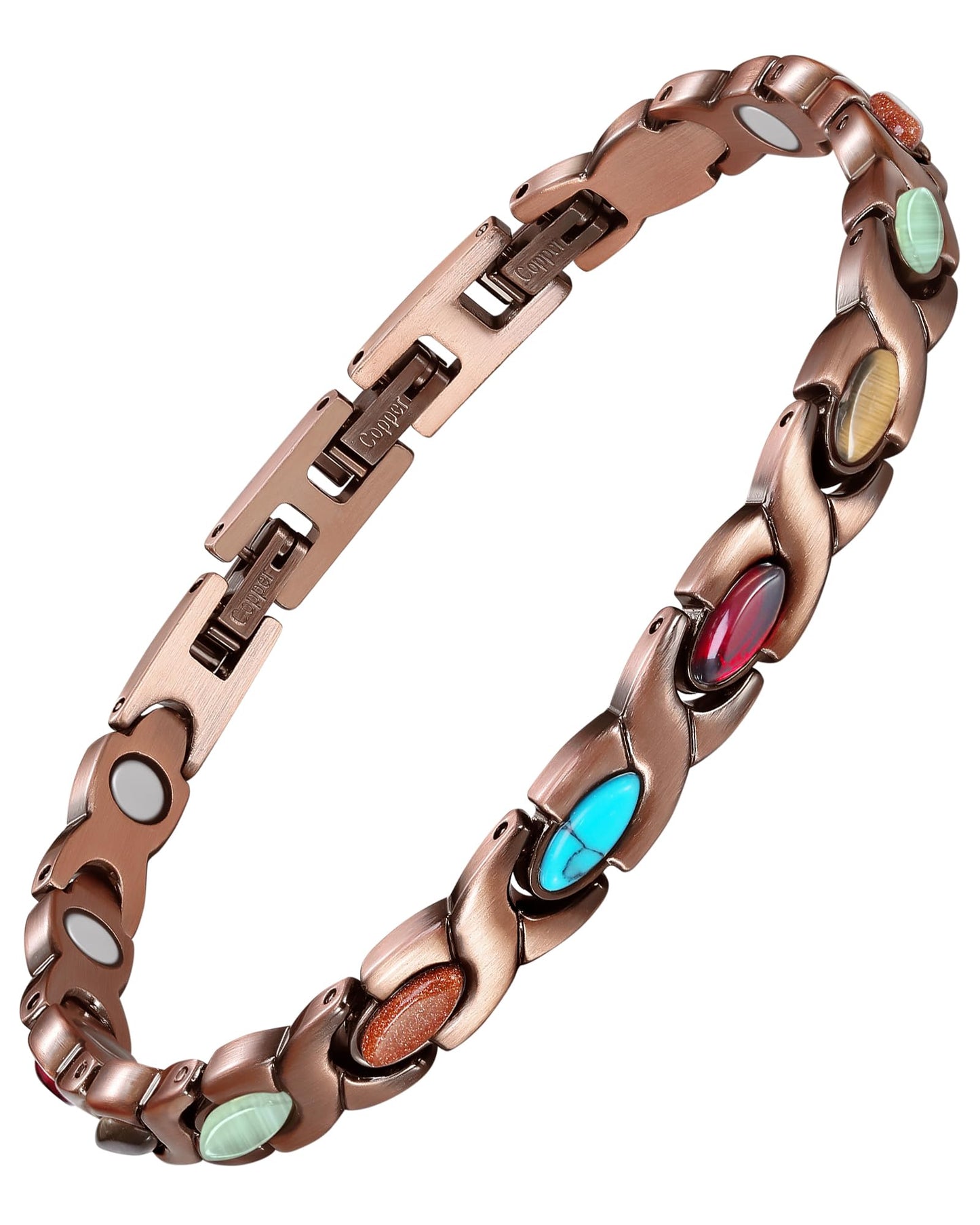 Jecanori Copper Bracelets for Women, Magnetic Bracelets for Women with 3800 Gauss Ultra Magnets and Sizing Tool, Featuring a Fish Tail Design