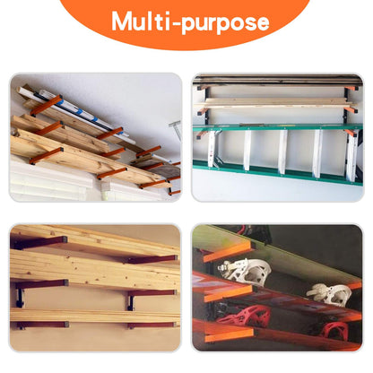 BeBecome Lumber Storage Rack Wall Mounted, 2 pcs Heavy Duty Utility Rack for Garage & Warehouse, Metal Wood Organizer for Lumber, Pipes, Long Items, Space Saving Wall Storage System