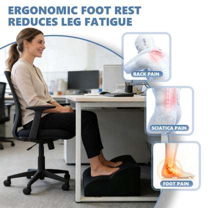 Removable & Washable Foot Rest for Under Desk, 2-Tier Adjustable Foot Stool for Office and Home, Ergonomic Footrest for Seating Comfort at Work/Study (Machine Washable Cover-Black)