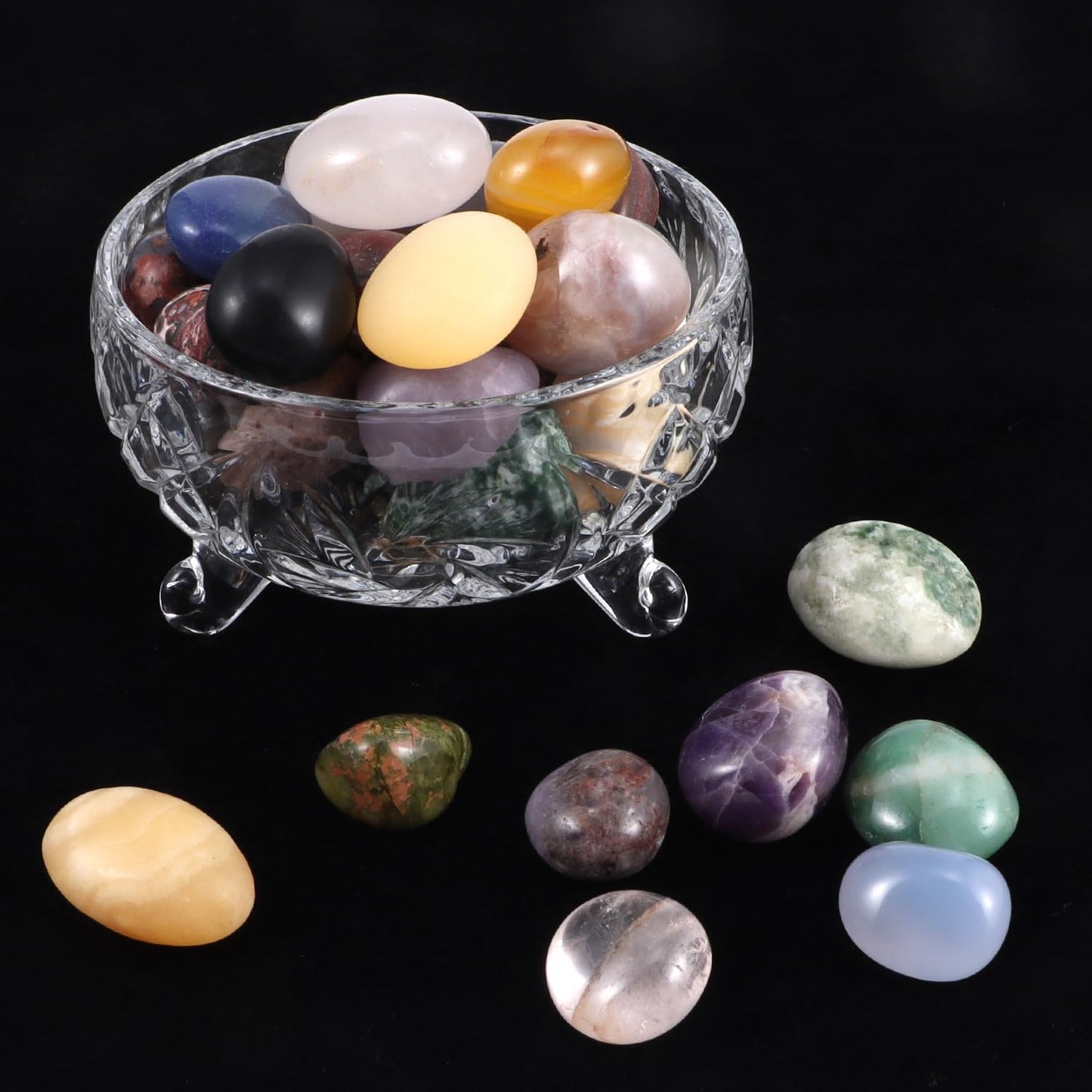 Polished Mixed Healing Crystal Stones Set, 1LB Handpicked Tumbled Rocks Gemstones for Energy Reiki, Meditation, Vase Filler Landscape, Bottom Decoration, Home Decor