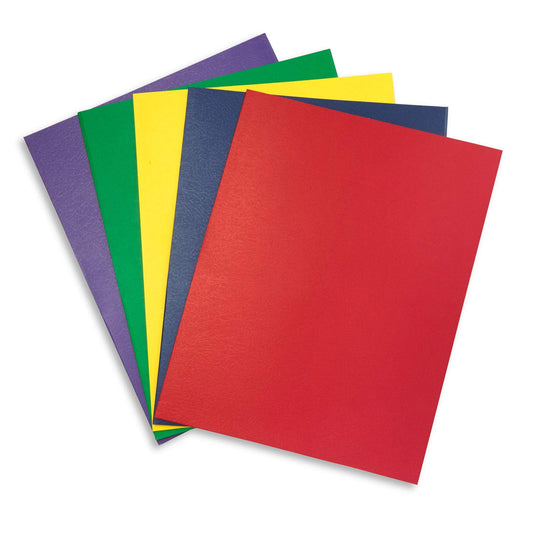Blue Summit Supplies 50 Paper Two Pocket Folders Bulk, Designed for Office and Classroom Use, Assorted 5 Colors, 50 Pack Colored 2 Pocket Folders Bulk