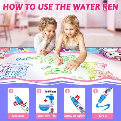 Water Doodle Mat,40 x 32 Inch Large Drawing Mat with Backpack,Educational Toys Gifts for Kids Boys Girls,Mess Free Painting for Toddlers Age 2 3 4 5 6 7 8 Year Old