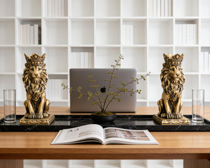 AMOIENSIS Retro Crown Lion Statue Home Decor Sculpture for Living Room, Office, 9 Inch Regal Figurine Strength Symbol Gift for Leos & Lion Enthusiasts