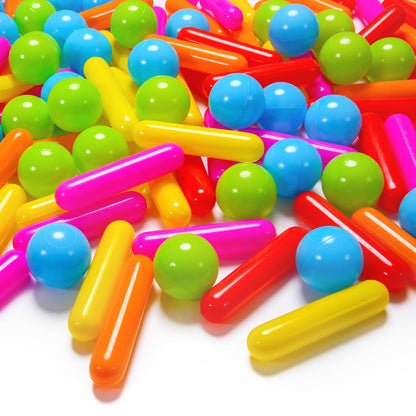 Heopeis Ball Pit Balls and Strips for Ball Pits, 50pcs Cute Plastic Star Toy Balls for Kids, Baby Toddler 1-3 Birthday, Bounce House, Play Tent, Baby Pool Water Toys, Party (Rainbow)