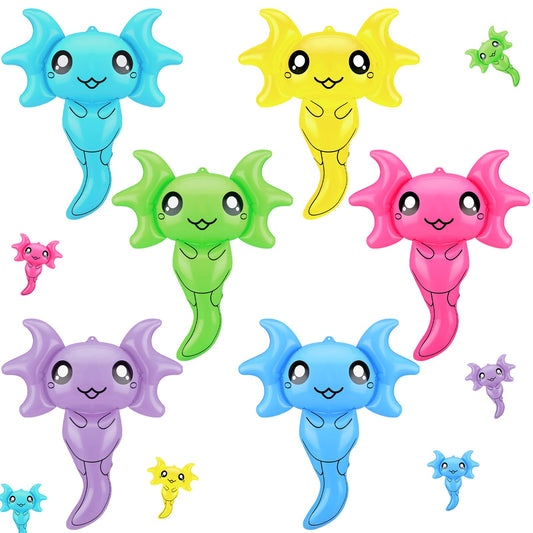 Leyndo 6 Pcs 24 Inch Inflatable Axolotl Pool Toys PVC Colorful Axolotl Outdoor Decorations Blow up Decor Axolotl Pool Hanging Decorations for Beach Summer Supplies Party Favor