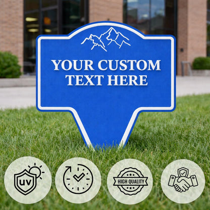 Custom Yard Stake Sign – Personlized Text, 8"x10"–11"x13", Safety Notices, Delivery Instructions, Children at Play, Pet Warnings, Easy Ground Install, Weatherproof PETG, Made in USA