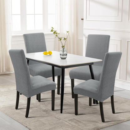 YSTELLAA Chair Covers for Dining Chairs, Stretch Chair Covers Set of 4, Parson Chair Slipcovers Removable Washable Kitchen Chairs Seat Covers,Light Gray