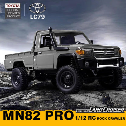 Upgraded MN82 PRO LC79 RC Rock Crawler, 1/12 MNRC RC Crawler 4x4 Toyota LC79 Off Road RC Pickup Truck, 4WD 2.4GHz RC Climing Car RTF with LED Lights for Adults