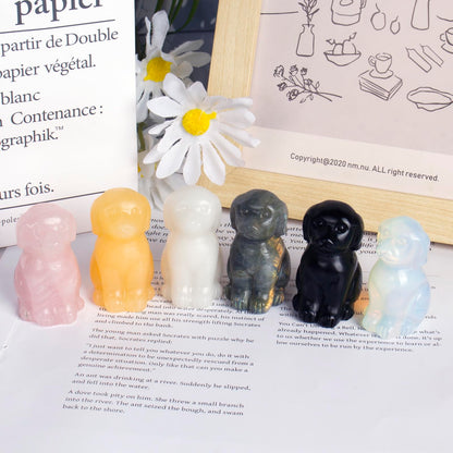 Ytbeoxk Hand-Carved Opalite Crystal Dog Sculpture for Spiritual Healing Energy Stone Feng Shui Wealth Protection Figurine Home Office Desk Decor Unique Gift for Pet Lovers Birthday.