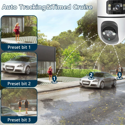 2.4G&5GHz WiFi 4K Outdoor Dual Lens Wireless Security Camera, with Dual Lenses, Rain-proofRotating, Night Vision, Dynamic Detection, Two-Way Call, Wifi Connectivity - Imagery & Christmas Halloween Decorations, Thanksgiving Day Gift.