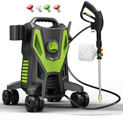 QIOMALA 4800PSI PowerWasher with 4 Quick Connect Nozzles, Foam Cannon for Car, Lane, Patio Cleaning