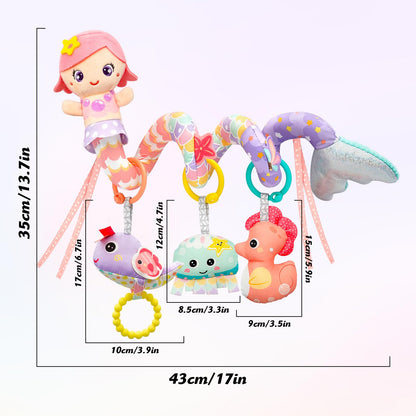 Car Seat Toys for Babies 0-6 Months Boy Girl Carseat Toys Hanging Spiral Stroller Toy, Infant Toy 0-6 Months Baby Newborn 0 3 Month Brain Development with Music Teether Rattle
