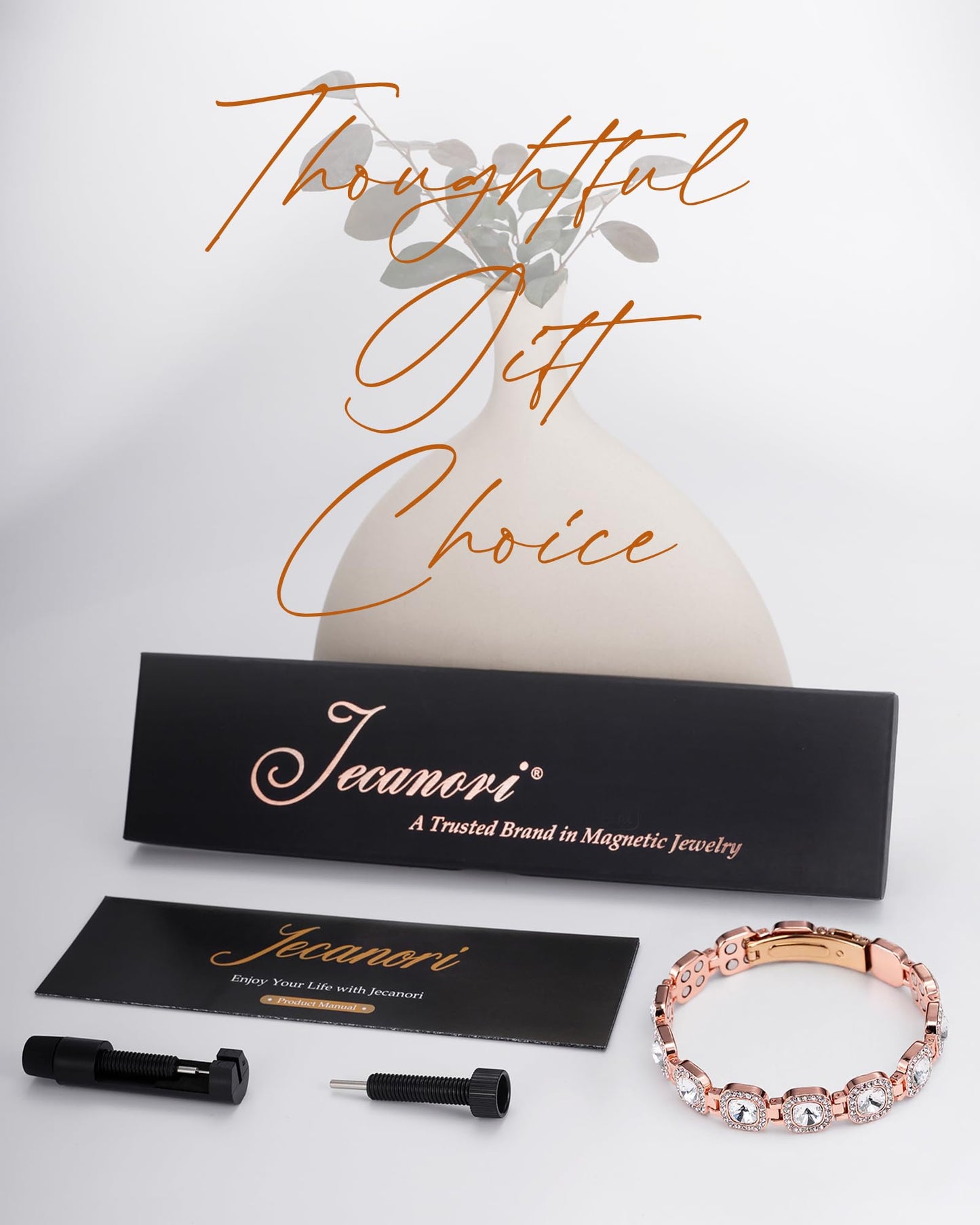 Jecanori Pure Copper Magnetic Bracelet for Women, 4X Strength Magnetic Therapy Bracelet with 3800 Gauss Neodymium Magnets, Adjustable Copper Jewelry Gift