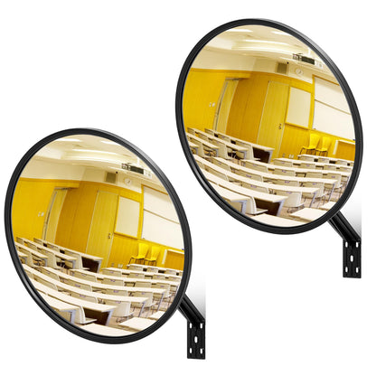 Maitys 2 Pcs Convex Mirror Acrylic Safety Security Traffic Corner Mirrors Adjustable Wide Angle View with Fixing Bracket for Indoor Outdoor Garage School Classroom Warehouse(8 Inch)