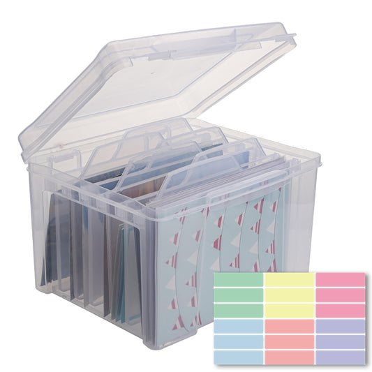 Find Scrapblooms Greeting Card Storage & Organizer Box with 6 Removable Dividers for Holiday Birthday Get Well Cards Photos, Crafts, Scrapbooking(Clear)