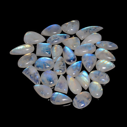 Natural Moonstone Gemstone- Healing Crystals for DIY -Loose Natural Cabochon -Perfect for Crafting Jewelry (5 pcs, 15-25mm)