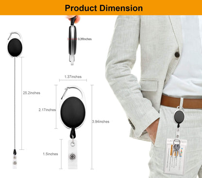 Fushing 20Pcs Retractable ID Badge Holders ID Badge Reels with Clip Retractable Badge Holders for Office Worker Doctor Nurse (Black)