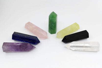 Healing Crystal Wands Point Faceted Prism Bars for Reiki Chakra Meditation Therapy Deco (Set of 7 Wands)