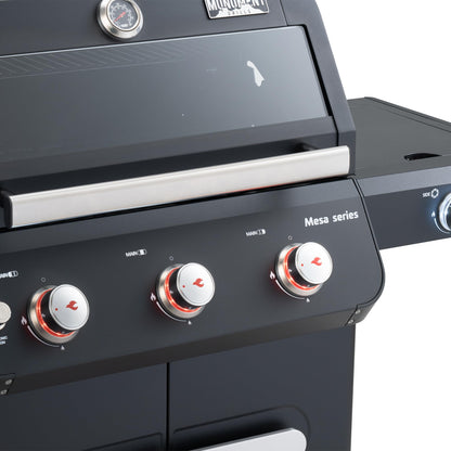 Monument Grills 3+1 Outdoor Barbecue Stainless Steel Propane Gas Grill, 3 Burners & 1 Side Burner 48,000 BTU Patio Garden Grill with Knob Controls, Mesa325, Black