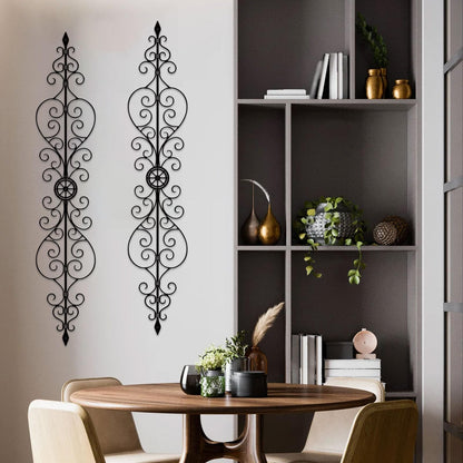 ruelen Metal Scroll Wall Decor Rustic Iron Wall Medallion Small Traditional Metal Scroll Wall Art for Home Living Room Front Porch Above Door Hallway Entryway Decoration