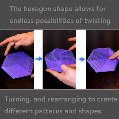 Fractal Fidget Hexagon, Kinetic Desk Spinning Toy, 35 Circles、5.9x6.69in, Used for Anxiety Disorder ADHD, Adult Office Visual Illusion fingertip Toys, 1 pc (Yellow-Blue-Green)