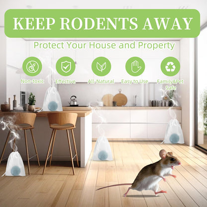 Mouse Rodent Repellent,24 Pack Peppermint Lemon Mice Repellent for Squirrel Rats Spider Pests, Natural Repellent for Kitchen, Warehouse, Car, Indoor, Outdoor, Safe for Pets & Family