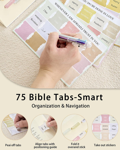 ZHITTHOME Bible Cover for Women Journaling Kit, 【w/12 Highlighters, 75 Tabs】 Large Bible Study Supplies & Christian Gift for Women and Teens (Pink)