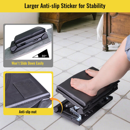 Foot Rest for Under Desk at Work Enlarged, Ergonomic Footrest with Adjustable Height and Angle, Foldable Foot Stool with Removable Pad Massage Beads for Office Gaming Chair Black