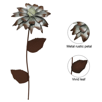 CEDAR HOME Galvanized Floral Garden Stake Outdoor Glow in Dark Plant Pick Water Proof Metal Stick Art Ornament Decor for Lawn Yard Patio, 4"W x 1.5"D x 13.8"H, 3 Set
