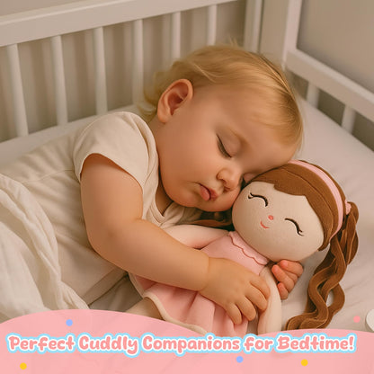 Jumbrace Soft Baby Doll Toys 16inch, Baby Rag Doll for One Year Old Girl Birthday Gift,Princess Style Plush Toys for Toddler Kids Infants (Pink)