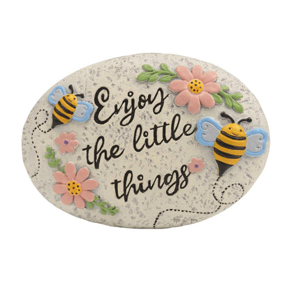 Bechivie Stepping Stones Outdoor, Bumble Bee Flower Garden Rocks Decorative, Summer Honey Bee Concrete Small Stake Down Step Stones for Walkway Yard Lawn Decor, Gifts for Gardening Love