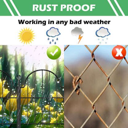 Blingluck Garden Fence, 22 in(H) x 10.83 ft(L) Arched Rustproof Metal No Dig Fence Garden Fence Border, Ground Stake Animal Barrier Fence for Rabbit Dog, Outdoor Decor for Yard & Patio