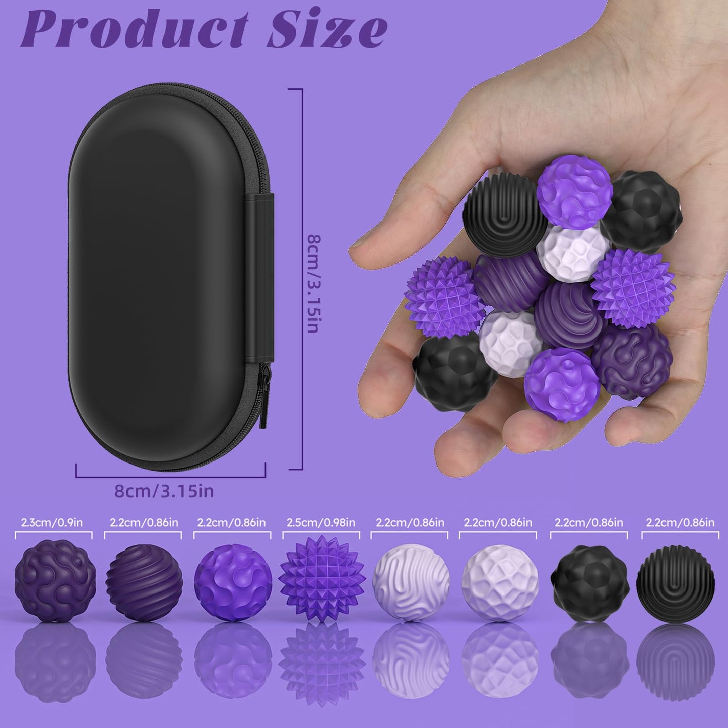 Silicone Magnetic Balls, Fidget Toys for Adults & Teens, 8PCS Stress Balls Sensory Toy, Quiet Magnet Desk Fidgets with Textured, ADHD Anxiety Relief Items, Fun Stocking Suffers Gifts