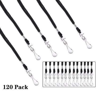 KAKAMINA 120 Pack Badge Lanyards, for ID Badges, Black Lanyard Badge Holder Office Business Card Lanyards Key Lanyards Students ID Card with 18" Inch and J Hook(Black)