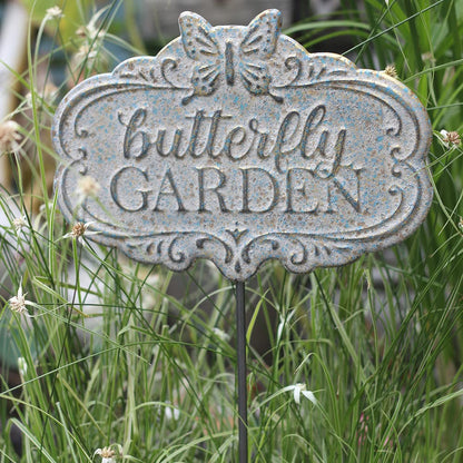 Chic Garden Decorative Butterfly Wall Signs Metal Yard Signs(Incl Stake and Chain)
