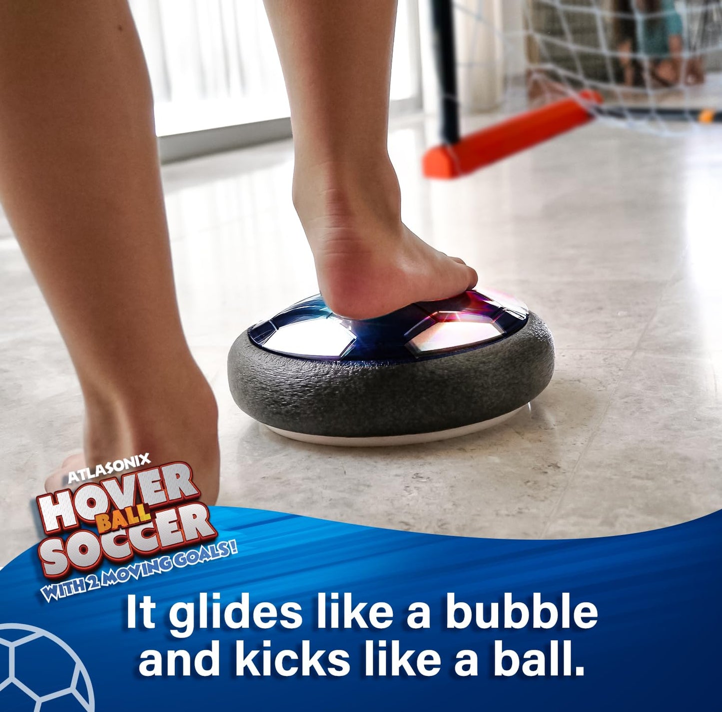 Hover Soccer Ball - Indoor Soccer Ball, Indoor Flying Toy Games (2 Floating Disks + 2 Floating Gliding Goals) Boy Birthday Gifts, Indoor Silent Game | 4 in 1 Pack