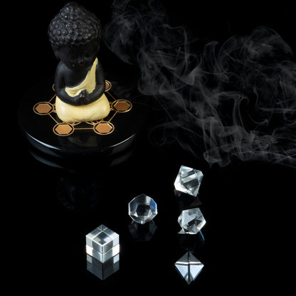 ZAICUS Clear Quartz 5 Pcs Platonic Solids Crystal Geometry Set, Platonic Solids Sacred Geometric Stones for Meditation Reiki Balancing Healing Chakra Stone Cleansing Spiritual Good Luck (15-20 mm)