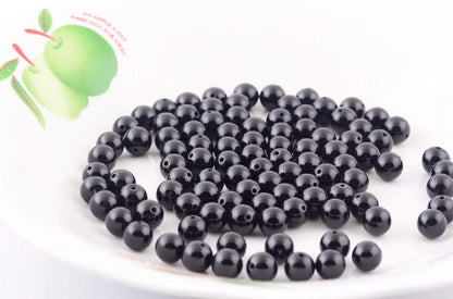 Natural Stone Beads 100pcs 8mm Black Obsidian Round Genuine Real Stone Beading Loose Gemstone Hole Size 1mm DIY Charm Smooth Beads for Bracelet Necklae Earrings Jewelry Making (Black Obsidian, 68mm)