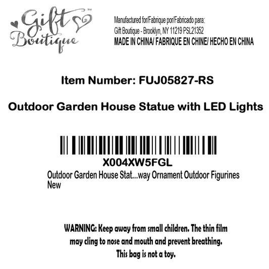 Gift Boutique Outdoor Garden House Statue with LED Lights Fairy Garden Decor Resin Cottage Figurine Yard Lawn Porch Pathway Ornament