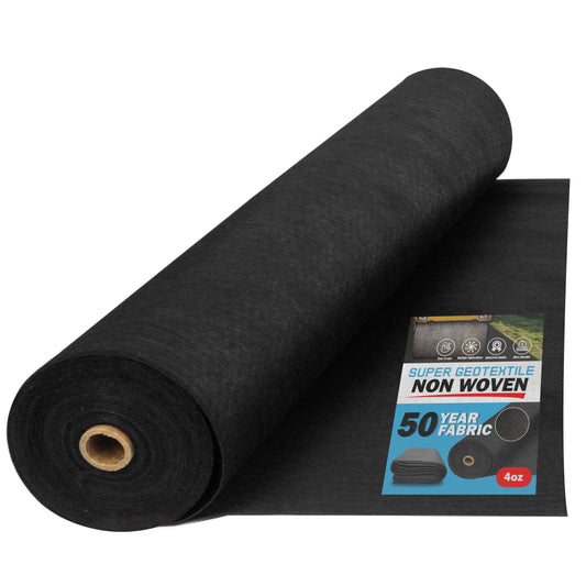 Super Geotextile 4, 6, 8 oz Non Woven Fabric for Landscaping, French Drains, Underlayment, Erosion Control, Construction Projects - 4 oz (3X50)
