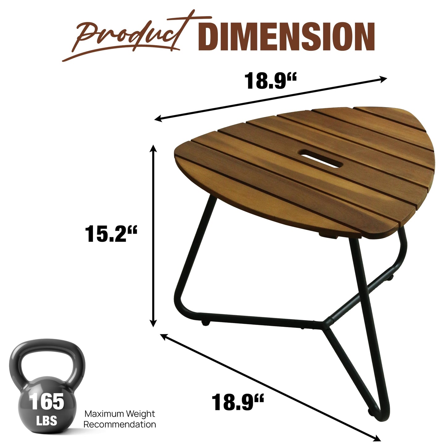 Portable Adirondack Side Table 15"H - Wood & Metal Patio Table for Indoor & Outdoor Use - Small Outdoor End Table for Picnic, Camping, Adirondack Chair, Great Father's Day Gift | Golden Teak Finish