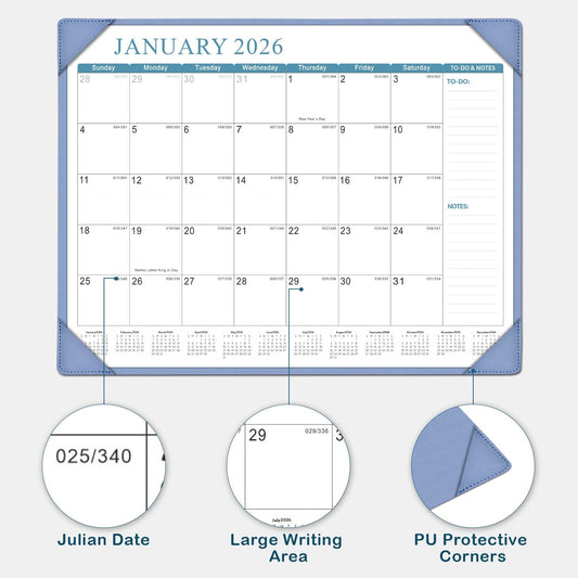KOPEESY Desk Calendar 2026-2027, New Year Large Desk Calendar with Desktop Mat, 18 Months from January 2026 to June 2027, 22” x 17” Desktop Monthly Planner for Home or Office School