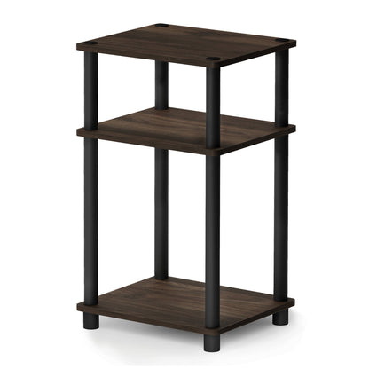 Furinno JUST Side Table, 3-Tier End Table, Open Shelves Night Stand, Bedside Table, Toolless Assembly, for Living Room, Bedroom, Bathroom, Columbia Walnut
