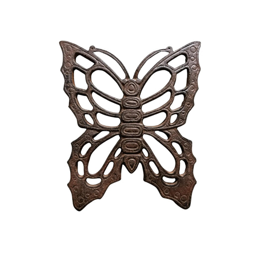 Comfy Hour 11" Vintage Brown Butterfly Cast Iron Stepping Stone, Rustic Antique Figurine Style Home Decor, Heavy Duty Metal Garden Pathway Paver