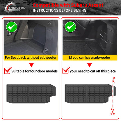 Thinzyou Cargo Mat Compatible with 2019-2025 2026 Subaru Ascent Cargo Liner Trunk Liner TPE Back Seat Cover Protector 2023 Ascent Accessories (Fit 7&8 Seats, Trunk Mat+3rd Row Backrest Mats)
