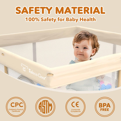 Foldable Baby Playpen for Babies and Toddlers, 50x50 Inch Portable Play Yard, Collapsible Play Pen with Mat, Visible Mesh, 50 Ocean Balls, Indoor/Outdoor Baby Fence Activity Center for Home