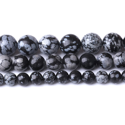 36PCS 10MM Natural Snowflake Obsidian Stone Beads Energy Healing Beads for DIY Jewelry Bracelet Necklace Making for Jewelry Making15Inch