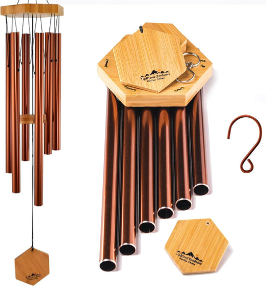 Red Deep Tone Wind Chime – Outdoor Sympathy & Memorial Gift for the Loss of a Loved One, Memorial Wind Chimes, Thoughtful Sympathy Gift for Bereavement and Remembrance. 29" Copper Red