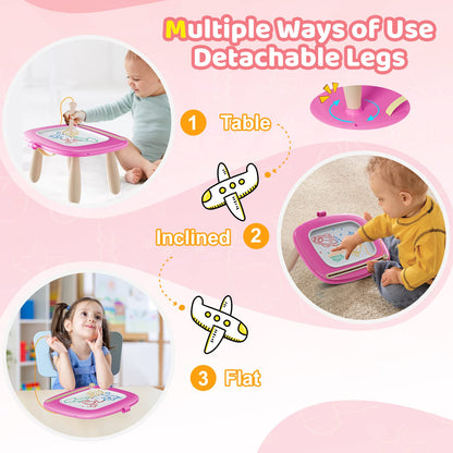 Kikidex Toddler Toys for 1-3 Years, Sturdy Magnetic Doodle Board, Reusable, No Mess, Educational Learning Toys for Kids' Birthday (Rose)